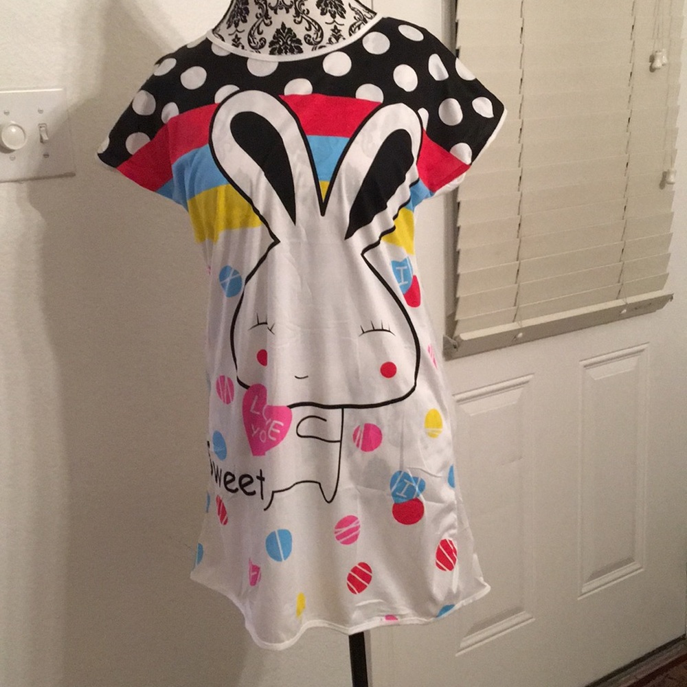 Cartoon Polka Dots Short sleeves Sleepshirt.S/M - Picture 2 of 4